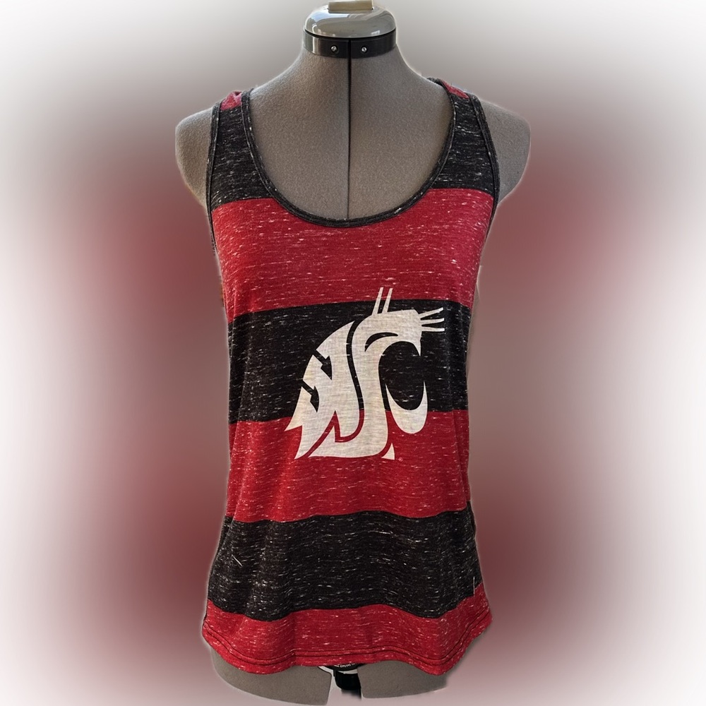 Women's Striped Racerback Tank Top with WAZZU Logo